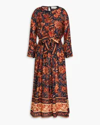 Zimmermann Belted floral-print silk habotai midi dress - Blue Blue