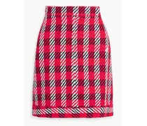 Checked cotton-blend tweed mini skirt - Red