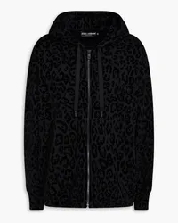 Dolce & Gabbana Leopard-print French cotton-terry hooded zip-up sweatshirt - Black Black