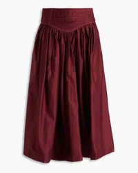 Aje. Estelle gathered cotton midi skirt - Burgundy Burgundy