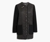 Knit-paneled quilted shell jacket - Black