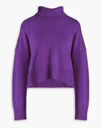 Maje Intarsia-knit cashmere-blend turtleneck sweater - Purple Purple