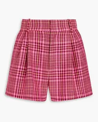 Area Embellished cutout checked wool-blend shorts - Pink Pink