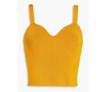 Cropped ribbed-knit tank - Yellow