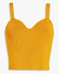 Vince Cropped ribbed-knit tank - Yellow Yellow