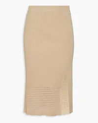 Joseph Pointelle-trimmed ribbed-knit skirt - Neutral Neutral