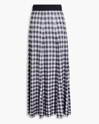 RIXO Brandy checked jacquard-knit midi skirt - Blue Blue