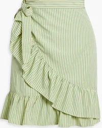 Walter Baker Sonny ruffled striped poplin mini wrap skirt - Yellow Yellow