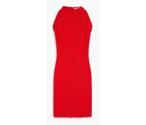 Lola pointelle-knit cotton mini dress - Red