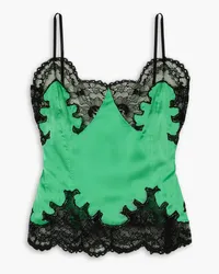 Paco Rabanne Scalloped lace-trimmed satin camisole - Green Green