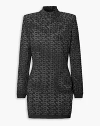 Balmain Metallic jacquard-knit mini dress - Black Black