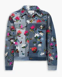 ASHISH Embellished embroidered patchwork denim jacket - Blue Blue