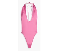 Mentalo stretch-satin halterneck bodysuit - Pink