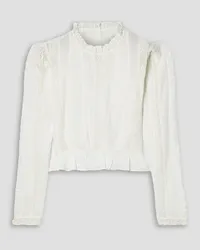 DÔEN Heloise lace-trimmed pintucked cotton-voile top - White White