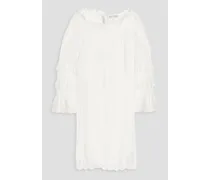 Lea lace-trimmed ruffled cotton mini dress - White