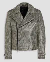 Emporio Armani Studded coated tweed biker jacket - Black Black