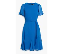 Belted crepon mini dress - Blue