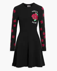 RED Valentino Embroiderd jacquard-knit mini dress - Black Black