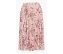 Pleated floral-print chiffon skirt - Pink