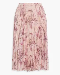 Mikael Aghal Pleated floral-print chiffon skirt - Pink Pink