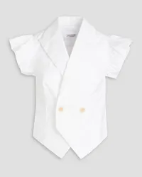 Brunello Cucinelli Double-breasted cotton-blend top - White White