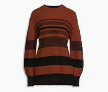 Lofty striped ribbed cotton and cashmere-blend sweater - Brown