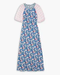 RIXO Medora printed crepe midi dress - Blue Blue