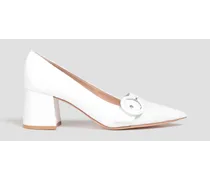 Gianvito Rossi Emma buckle-embellished leather pumps - White White