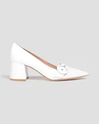 Gianvito Rossi Emma buckle-embellished leather pumps - White White