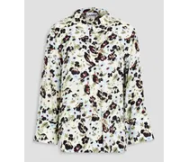 Floral-print crepe shirt - White