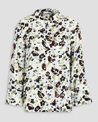 Ganni Floral-print crepe shirt - White White