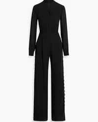 Mikael Aghal Lace-trimmed draped crepe jumpsuit - Black Black