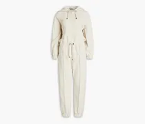 Bead-embellished French cotton-terry jumpsuit - White