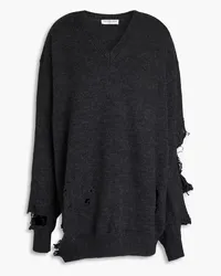 Balenciaga Oversized distressed wool sweater - Gray Gray