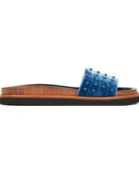 TOD'S Studded quilted velvet slides - Blue Blue