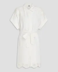 Claudie Pierlot Broderie anglaise-trimmed woven mini shirt dress - White White