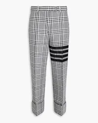 Thom Browne Cropped Prince of Wales checked linen straight-leg pants - Black Black