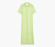 Silk-crepon midi shirt dress - Green