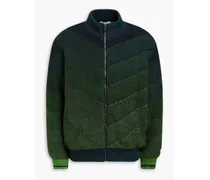 Quilted dégradé bouclé-knit bomber jacket - Green