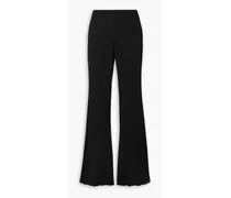 Rhea ribbed-knit flared pants - Black