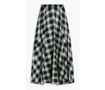 Checked cotton midi skirt - Blue