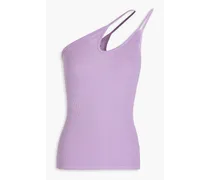 One-shoulder ribbed jersey top - Purple