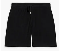 Cotton, Lyocell and linen-blend terry drawstring shorts - Black