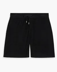 Frescobol Carioca Augusto cotton, Lyocell and linen-blend terry drawstring shorts - Black Black