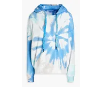 Tie-dyed stretch-Micro Modal and cotton-blend fleece hoodie - Blue