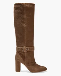 Gianvito Rossi Lucas buckle-embellished corduroy knee boots - Brown Brown