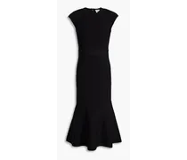 Fluted stretch-knit midi dress - Black