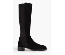 Neoprene and suede knee boots - Black