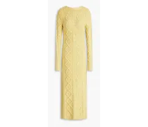 Carmain cable-knit cotton-blend midi dress - Yellow