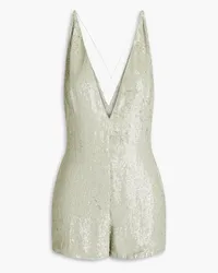 Valentino Garavani Open-back sequined silk-chiffon playsuit - Green Green